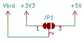 Schematic of the routing of 3V3 or 5V to Vbrd