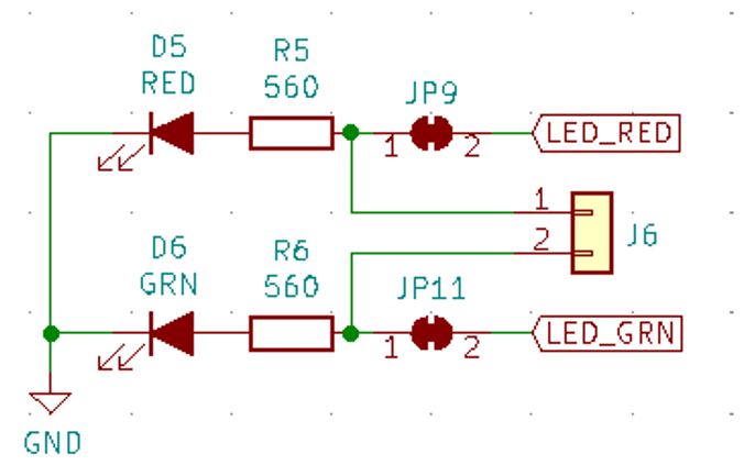 Schematic of the IoT Proto Shield Plus LEDs Section