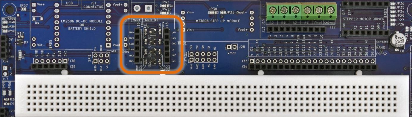 Level Shifter section of the IoT Proto Shield Plus