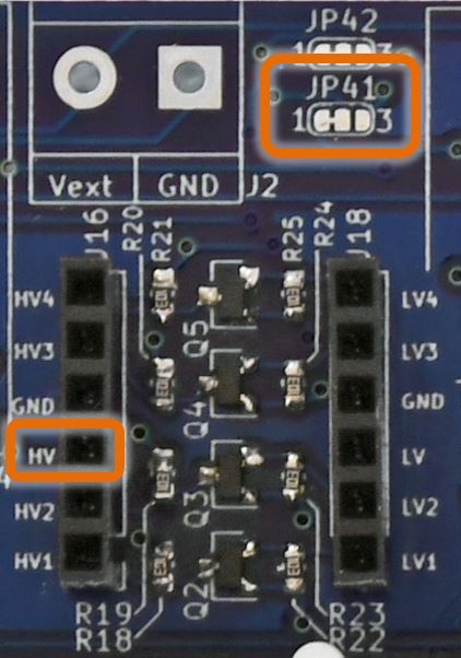 JP41 and J16 pin#3 of the Level Shifter section of the IoT Proto Shield Plus