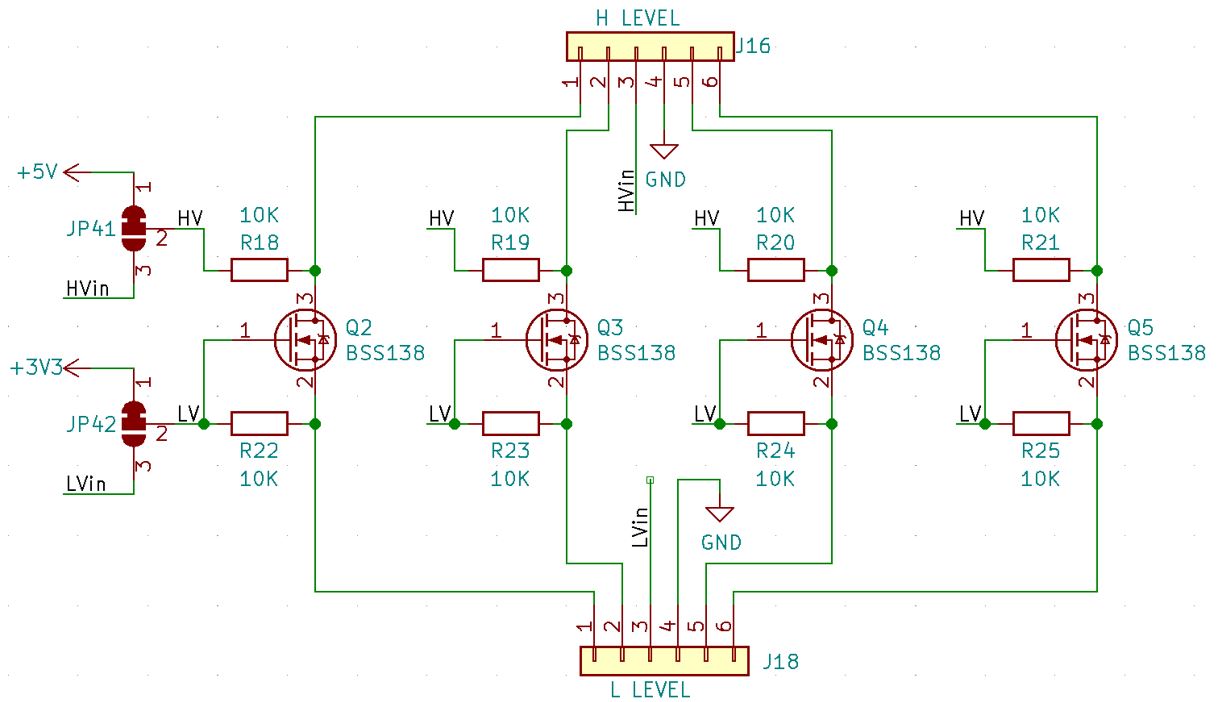 Schematic of the LEVEL SHIFTER section of the IoT Proto Shield Plus