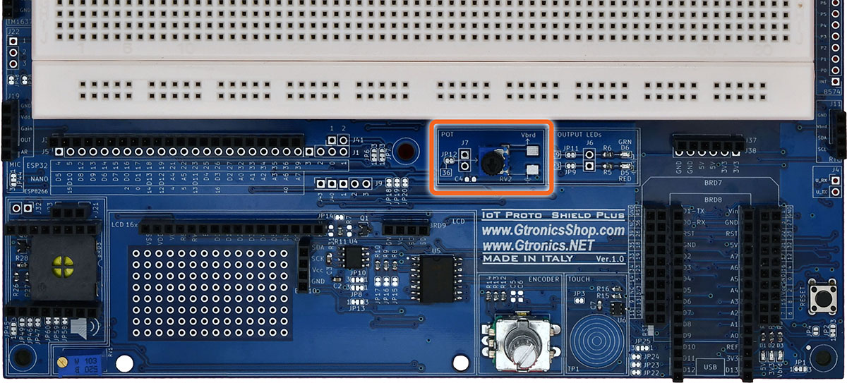 POT section of the IoT Proto Shield Plus