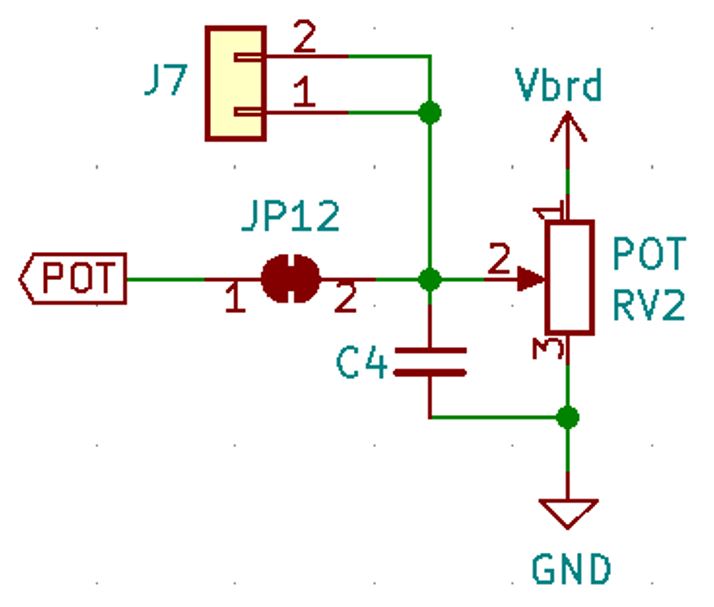 Schematic of the POT section of the IoT Proto Shield Plus