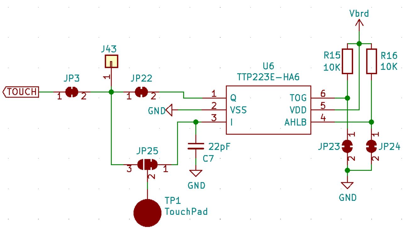 Schematic of the TOUCH section of the IoT Proto Shield Plus