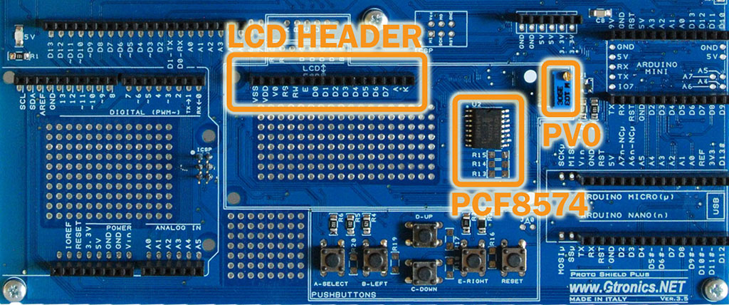 The Proto Shield Plus LCD Header