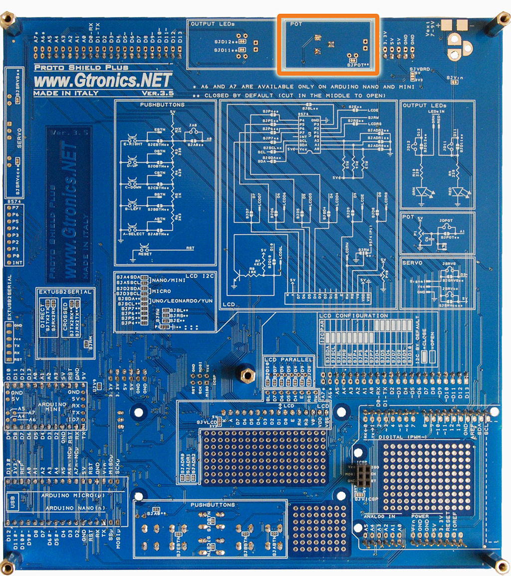 The Proto Shield Plus Potentiometer BOTTOM view