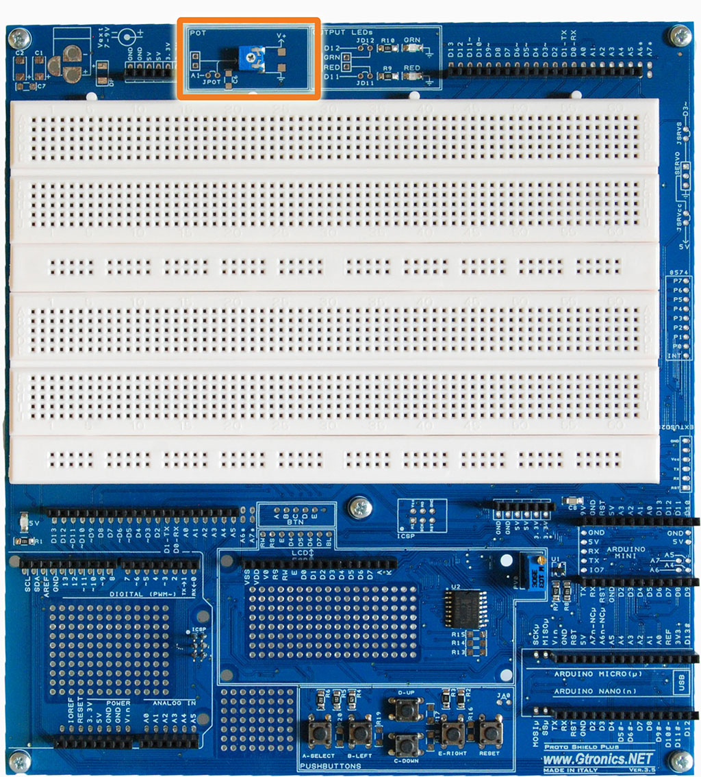 The Proto Shield Plus Potentiometer TOP view