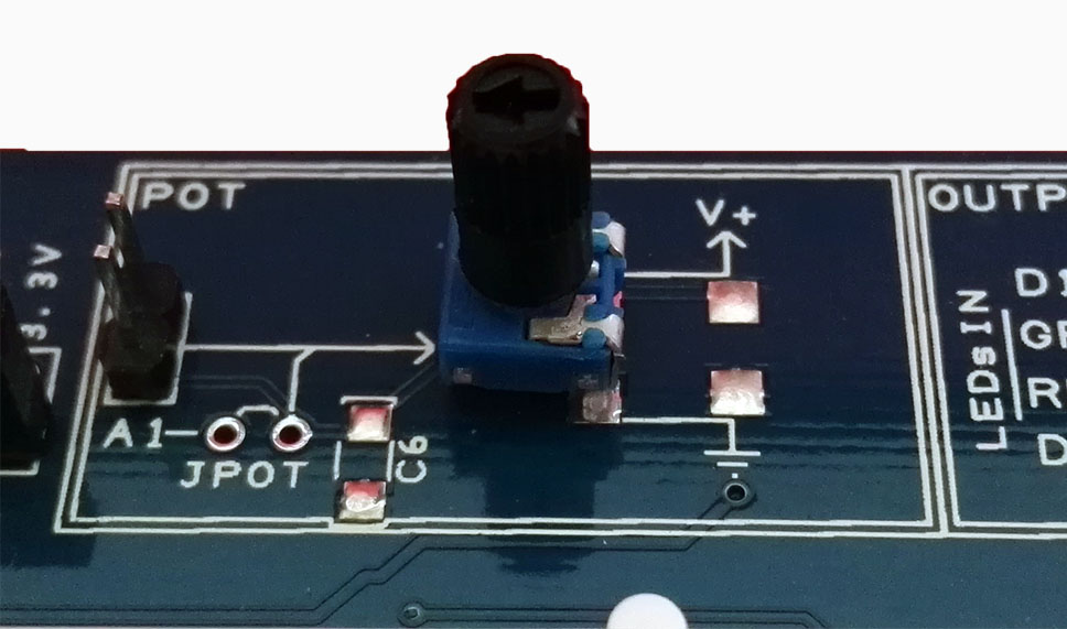 The Proto Shield Plus Potentiometer pad male header
