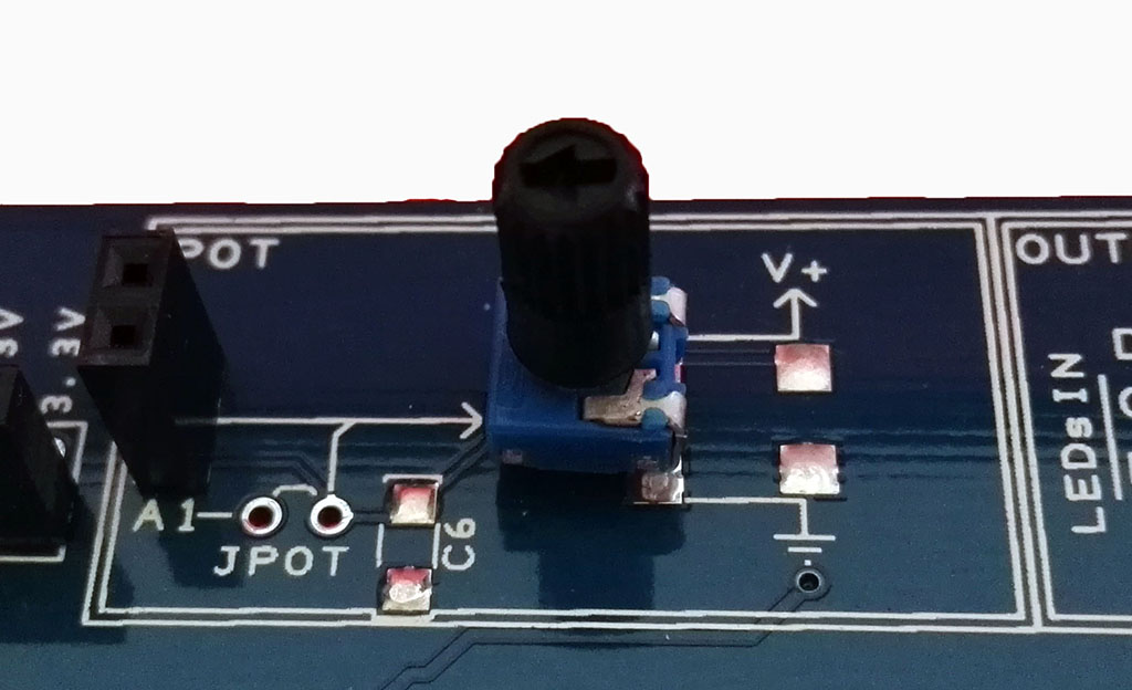 The Proto Shield Plus Potentiometer pads female header