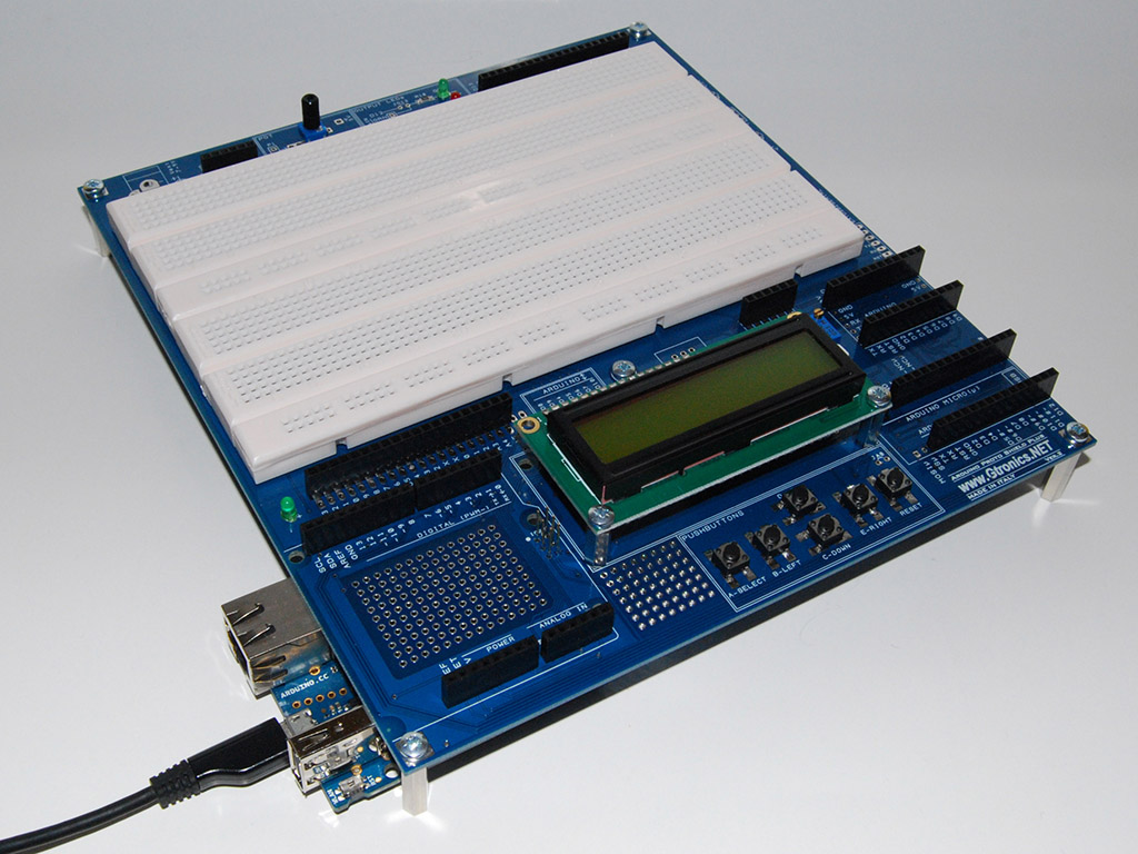 The Proto Shield Plus with the Arduino YÚN board