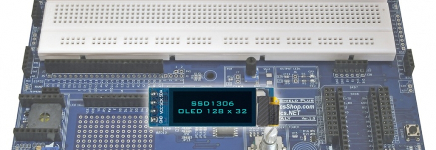 USING AN SSD1306 128x32 OLED DISPLAY (I2C type) WITH THE IoT PROTO SHIELD PLUS