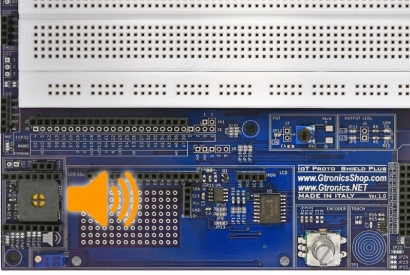 Lo Speaker integrato della IoT Proto Shield Plus 